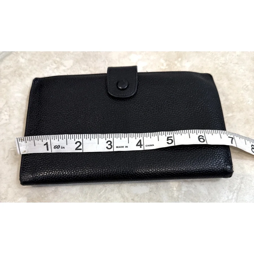 Chanel CC Logo Caviar Leather Bifold Wallet Black Gold Kiss Lock France*AS‎ IS